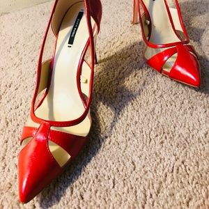 Zara  Bright Red with Clear Vinyl Cut Out Heels